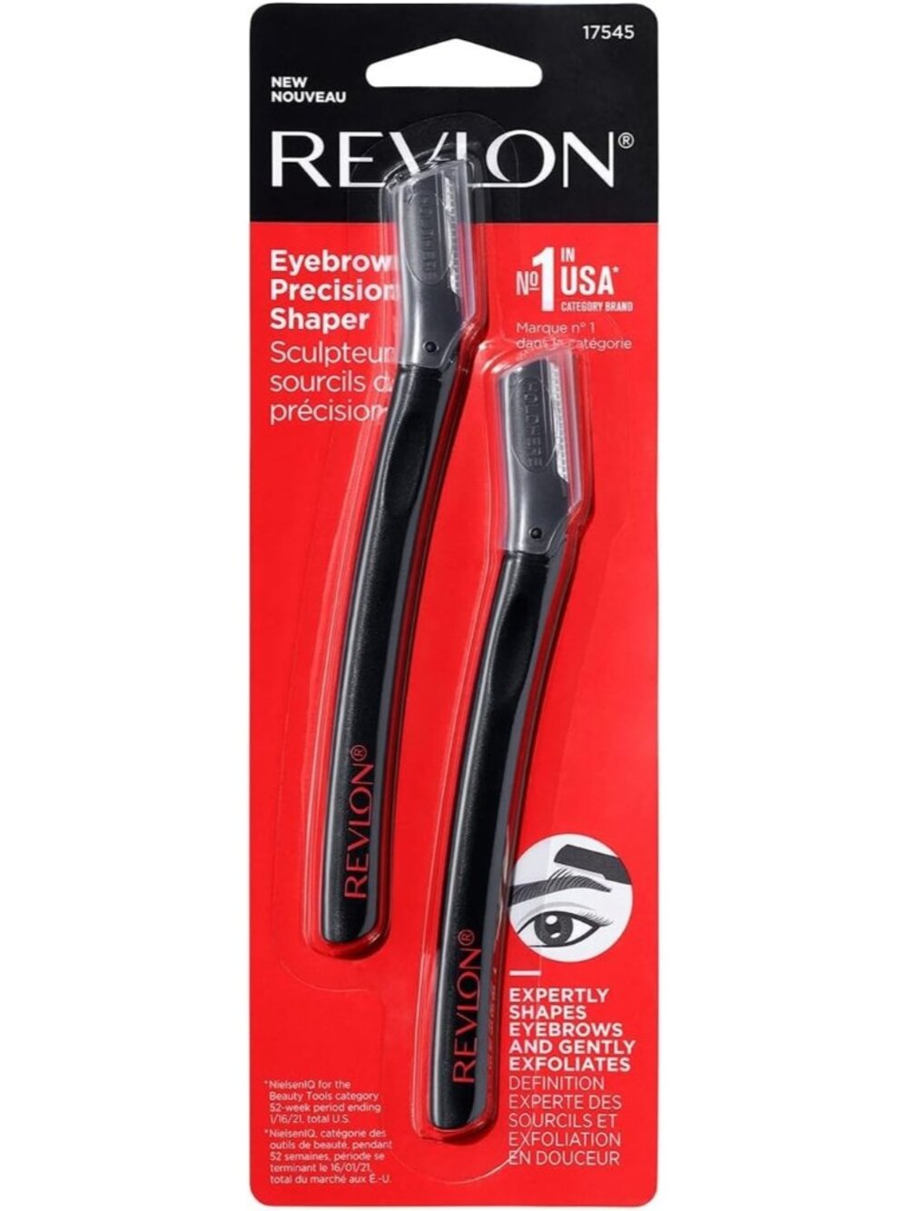 Revlon Eyebrow Precision Shaper Facial Razor Brow Trimmer Dermaplaning Tool